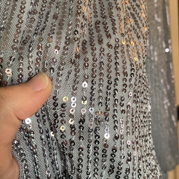 Silver sequin sparkly pants || size large - Picture 5 of 5